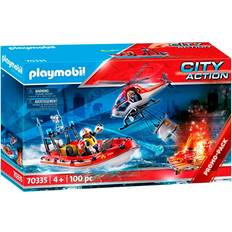 Playmobil helicopter Playmobil Fire Service with Helicopter & Boat 70335