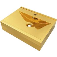 vidaXL Lavabo Con Rebosadero 60x46x16 Cm Cerámica Dorado