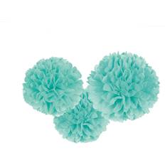 Ensfarvet Pomponer Amscan Pom Pom Fluffy Blue 3-pack