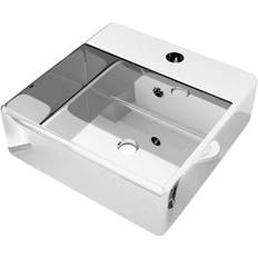 vidaXL Lavabo Avec Trop-Plein 41 x 41 x 15 cm Céramique Argenté