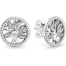 Pandora Trees of Life Earrings - Silver/Transparent