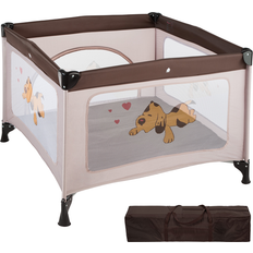 Rood Reisbedden tectake Baby box Tommy Junior 105x105x78cm bruin