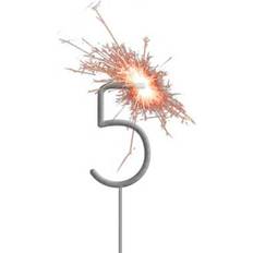 Photo Props, Party Hats & Sashes Folat Sparkler Number 5 Silver