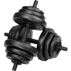 10 kg - Set d'haltères tectake 2 Haltères Courts et Poids, Haltère de Musculation 2 x 10 kg de