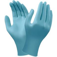 Ansell TouchNTuff 92-670 Guantes Desechables de Nitrilo, Sin Polvo, Alta Protección Química y Mecánica, Seguridad Alimentaria, Guantes Multiusos Profesionales, Azul, Talla (100 Guantes)