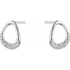 Georg Jensen Sterling Silver Offspring Pave Diamond Stud Earrings