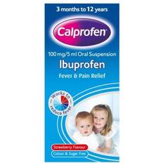 Painkillers Medicines Calprofen Ibuprofen Strawberry 100mg/5ml 100ml Liquid