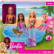 Play Set Barbie Blonde Doll Pool Playset with Slide & Accessories