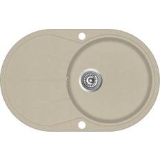 500.0 mm Fregaderos con escurridor vidaXL Fregadero De Cocina De Granito Con Un Seno Ovalado Beige