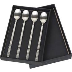 Stainless Steel Long Spoons Broste Copenhagen Hune Brushed Satin Hammered Long Spoon 20cm 4pcs