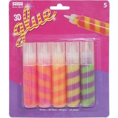 Monivärinen Hohdeliimat Sense 3D Glitter Glue Striped 5-Pack