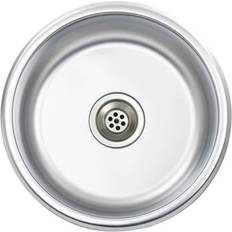 vidaXL Kitchen Sink Undermount with Strainer Stainless Steel Sink Round