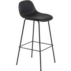 Muuto Fiber Tube Base with Backrest Leather Barstol 97.5cm