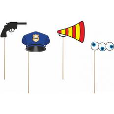 Multifarvet Fotoprops, Partyhatte & Ordensbånd PartyDeco Photoprops Police Officer 4-pack