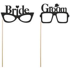 Hvid Fotoprops PartyDeco Photoprops Bride & Groom Glasses Black/White 2-pack