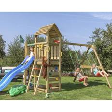 Klättervägg Lekplats Jungle Gym Play Tower Complete Safari with Swing Stand 2 Swings & Slide