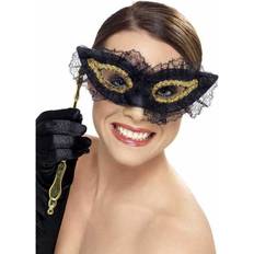 Women Eye Masks Fancy Dress Smiffys Fastidious Eyemask Black