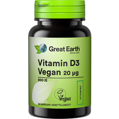 Great earth vegan Great Earth Vitamin D3 Vegan 20µg 60 st