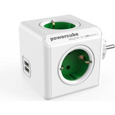 Rojo Regletas de Enchufes allocacoc Ladrón Powercube original 4 tomas 2 usb (5V) Color verde