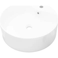 vidaXL Lavabo Rond Céramique Blanc