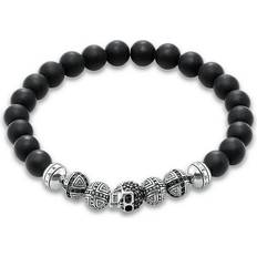 Thomas Sabo Rebel at Heart Skull Bracelet - Silver/Black