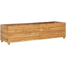 vidaXL Arriate Elevado Madera De Teca Reciclada Y Acero 150x40x38 cm - Marrón 40x150x38cm