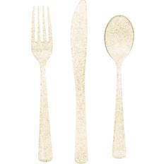 Unique Party Cutlery Glitter Gold 18-pack