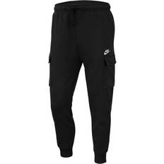 Men - Polyester Trousers NIKE Club Fleece Cargo Pants - Black/White