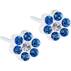 Barn Øredobber Blomdahl Daisy Earrings 5mm - White/Blue/Transparent