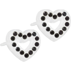 Blomdahl svart Blomdahl Brilliance Heart Hollow Earrings - White/Black