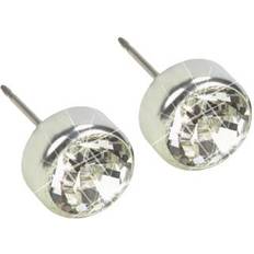 Blomdahl Bezel Earrings 3mm - Silver/Transparent