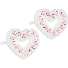 Blomdahl Brilliance Heart Hollow Earrings - White/Light Rose