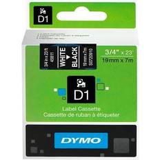 Markeringsteip Dymo Label Cassette D1 White on Black 1.9cmx7m