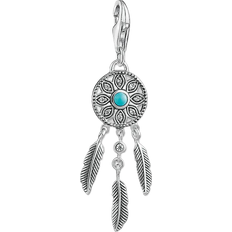 Turquoise Jewellery Thomas Sabo Charm Club Ethno Dreamcatcher Charm Pendant - Silver/Turquoise/White