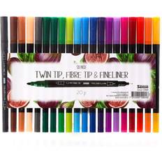 Multifärgade Fineliners Sense Twin Tip Fineliner 20-pack