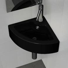 Fregadero de esquina Lavabos de baño vidaXL Lavabo Con Rebosadero 45x32x12.5 cm Negro