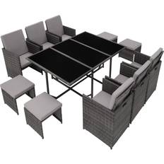 tectake Malaga - Grey Patio Dining Set, 1 Table incl. 6 Chairs