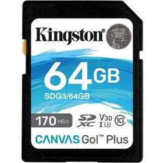 64 Go - SDXC Cartes mémoire Kingston Canvas Go! Plus SDXC Class 10 UHS-I U3 V30 170/70MB/s 64GB