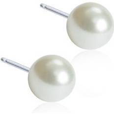 Skin-Friendly Earrings 6mm - Silver/Pearls