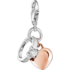 Men - Rose Gold Plated Charms & Pendants Thomas Sabo Ring with Heart Pendant - Rose Gold/Silver/White