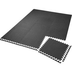 Tapis de Sol de Gymnase tectake Ensemble de 12 Dalles Carrées EVA Tapis de sol, Sport noir