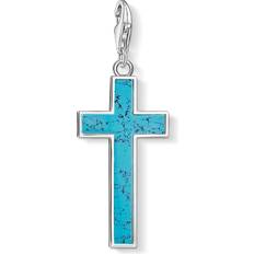 Turquoise Jewellery Thomas Sabo Cross Charm Pendant - Silver/Turquoise