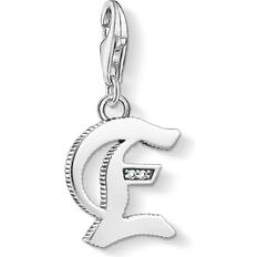 Thomas Sabo Charm Club Letter E Charm Pendant - Silver/Transparent