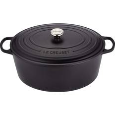 Fonte Cocottes Le Creuset Satin Black Signature Cast Iron Oval avec couvercle 14.8 L