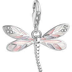 Slända sabo Thomas Sabo Charm Club Dragonfly Charm Pendant - Silver/Pink/Beige/White