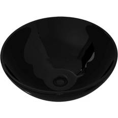 vidaXL Ceramic Bathroom Sink Black Round