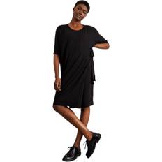 Maternity & Nursing Boob Wonton Dress Black