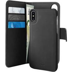 Puro Funda wallet para Apple iPhone XS/X carcasa extraíble negra