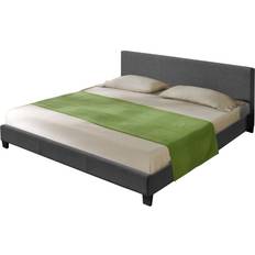 Corium Cama Doble Skagen Tapizada En Tela 140x200 cm Gris Oscuro