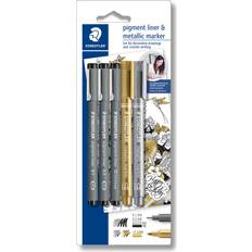 Gold Fineliners Staedtler Pigment Liner & Metalic Marker 5-pack